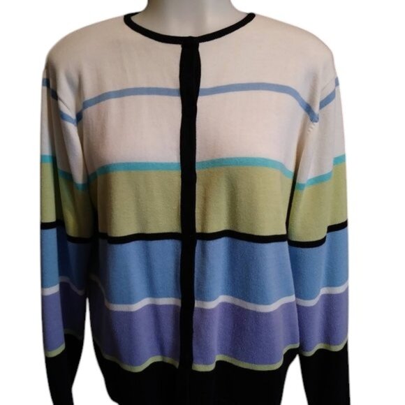 DRESS BARN Button-Down Striped Sweater - Picture 1 of 7